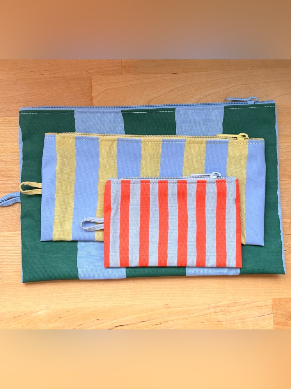 BAGGU Painted Stripes Flat Pouch Set